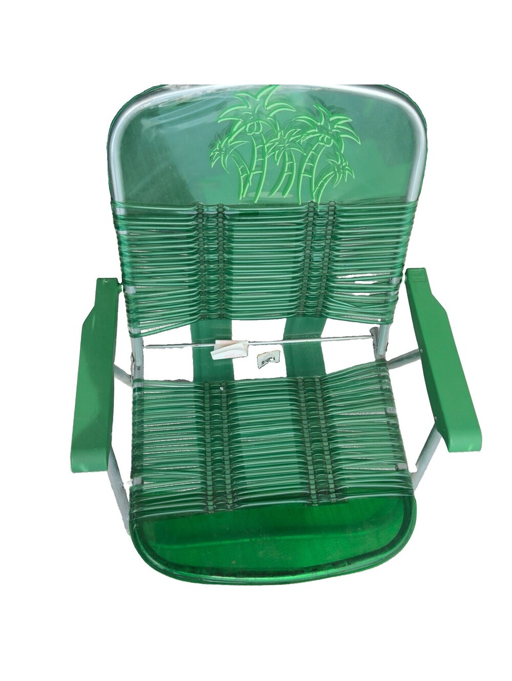 Jelly Tube Folding Vinyl Lawn Chair Green NWT VINTAGE Beach Pool Aluminum 25"